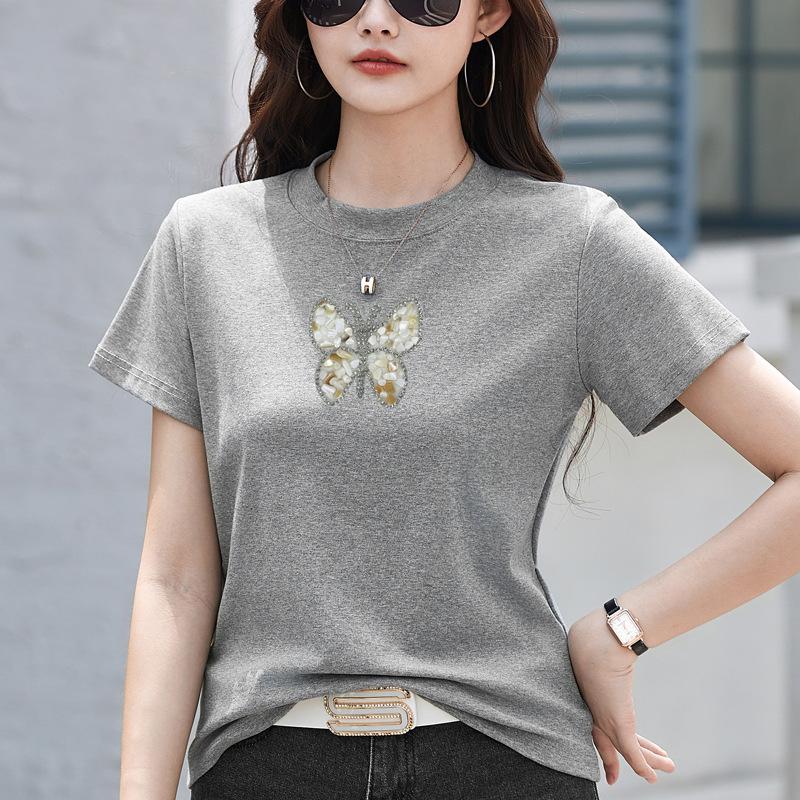 Loose Short Sleeved T-shirt for Women's Summer Versatile Thin Butterfly Top Trend Shirt