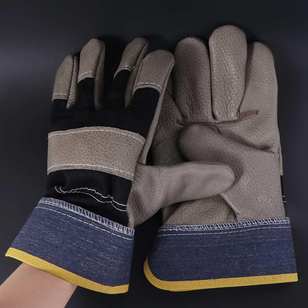 1 Pair Labor Protection Cowhide Welding Gloves Thickened Welder Gloves Leather Work Gloves Outdoor