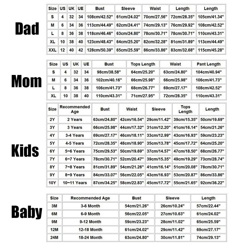 Christmas Children Letter Plaid Print Top Blouse+Pants Family Clothes Pajamas