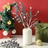 4PC Set Black/White Christmas Tree Decorations Picks Woolen Candy Curly Pick, Christmas Bells Picks Christmas Tree Decorations Home Office Vase Party