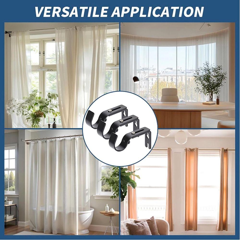 Metal Construction Curtain Rod Bracket Adjustable Direction Length Roman Pole Bracket  Bedroom Use