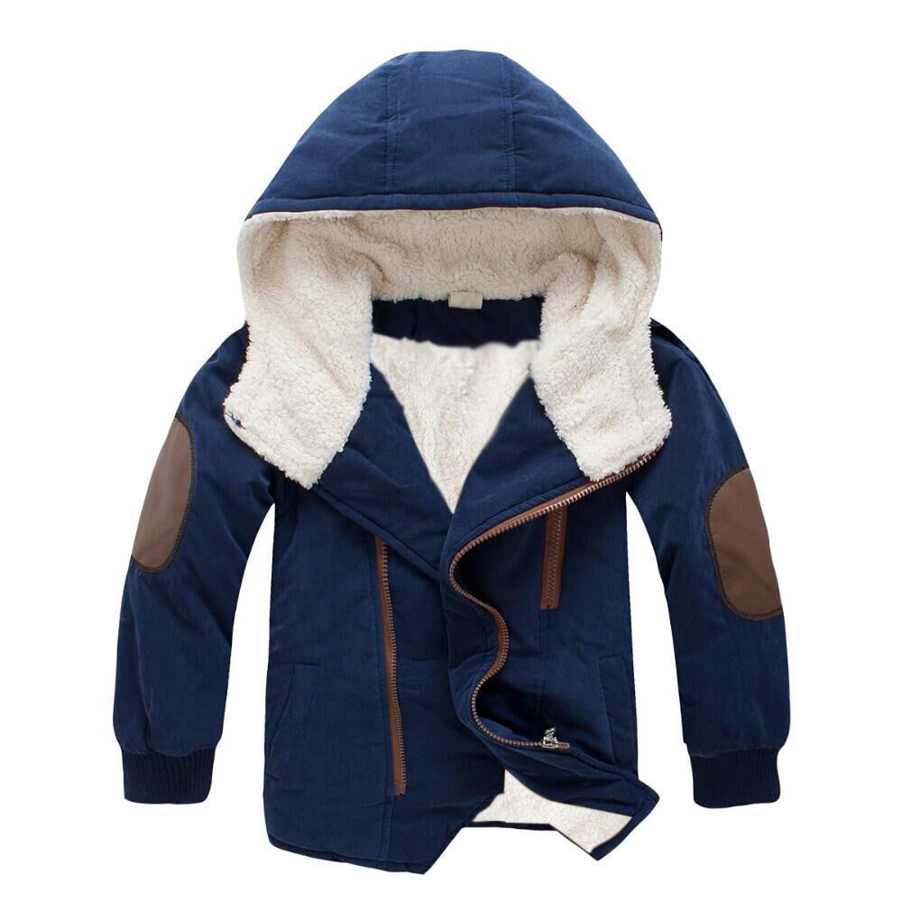 Cotton jacket for children with plush and thick winter new diagonal zipper Korean version warm cotton jacket for boys and girls