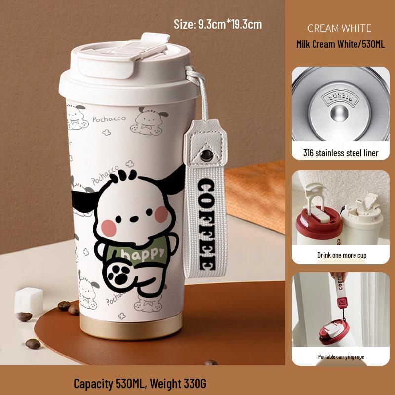 Почакко Большая емкость Изолированная нержавеющая сталь Мультяшная кружка для воды 530ml