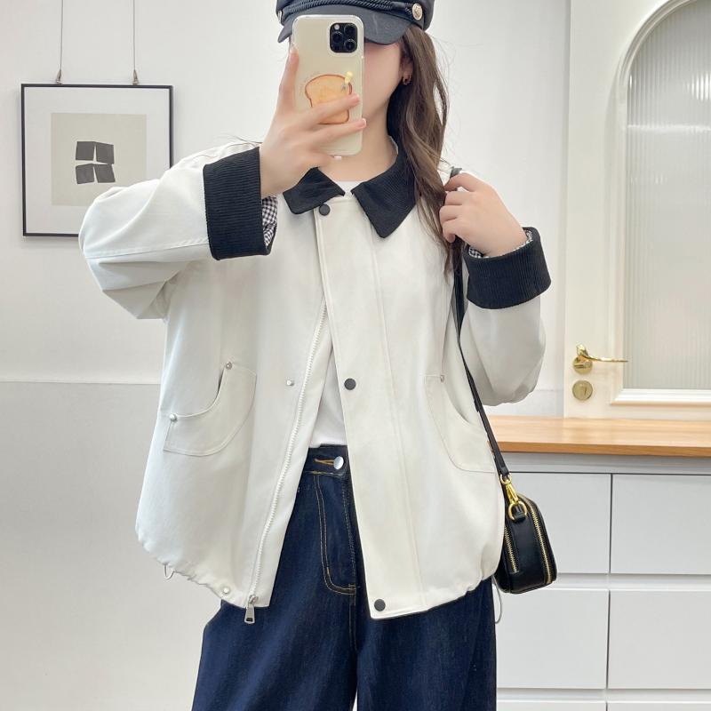 Women S Plus Size Casual Short Trench Coat With Lapel Drawstring Hem