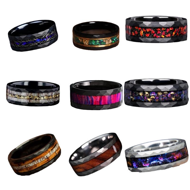Bestselling Colorful Rhombus Edge Stainless Steel Ring Set - Unique and Fashionable Jewelry