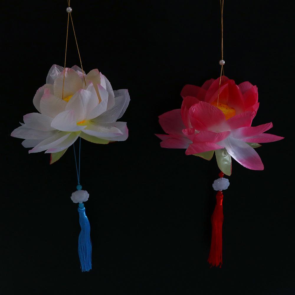 Chinese Glowing Portable Mid-Autumn Lantern Lotus LED Lantern Lotus Light Festival Lantern