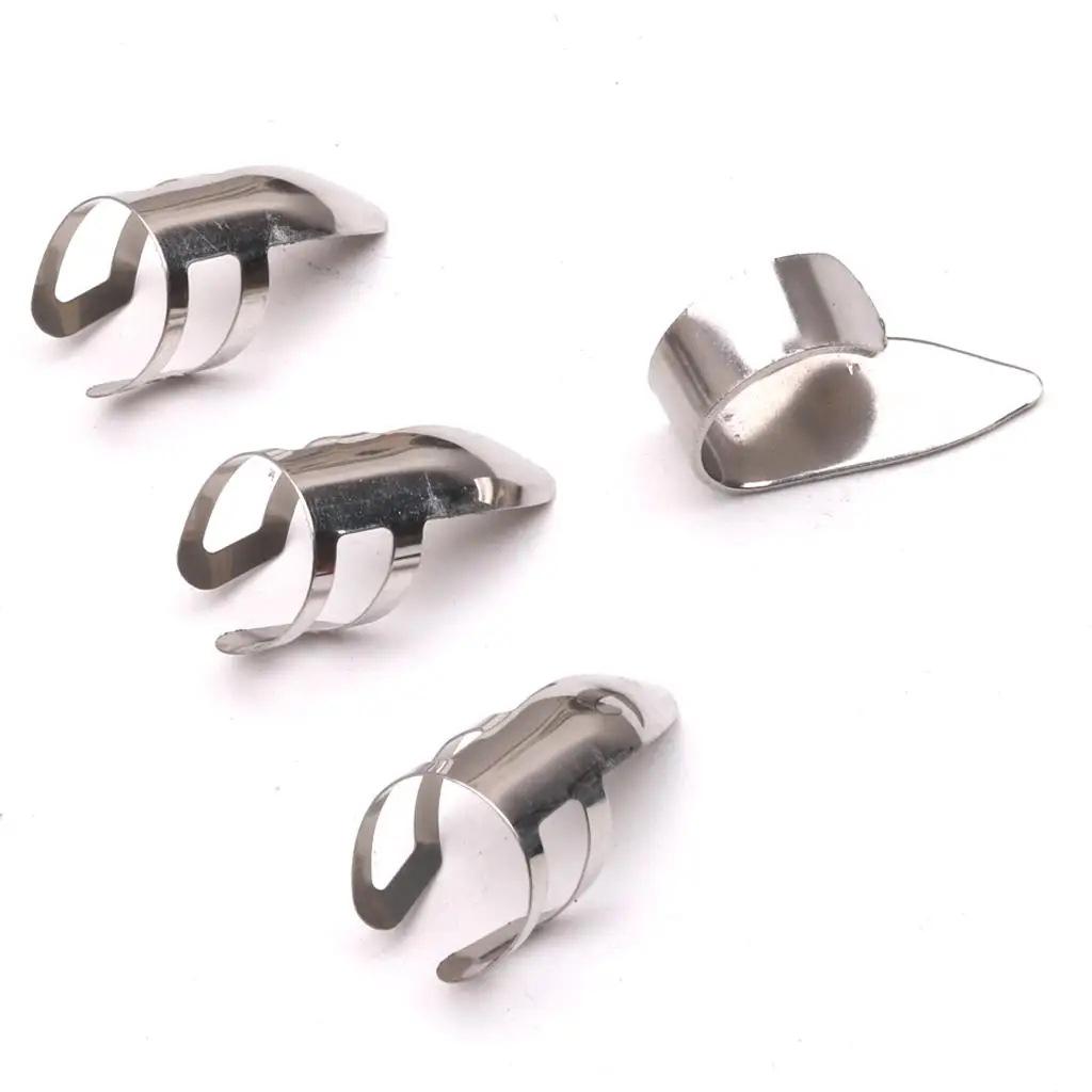 Metal Guitar Picks Finger Pick Sleeves Thumb and Index Finger Sleeves Stainless Steel Finger Pick Sleeves Speed Picks