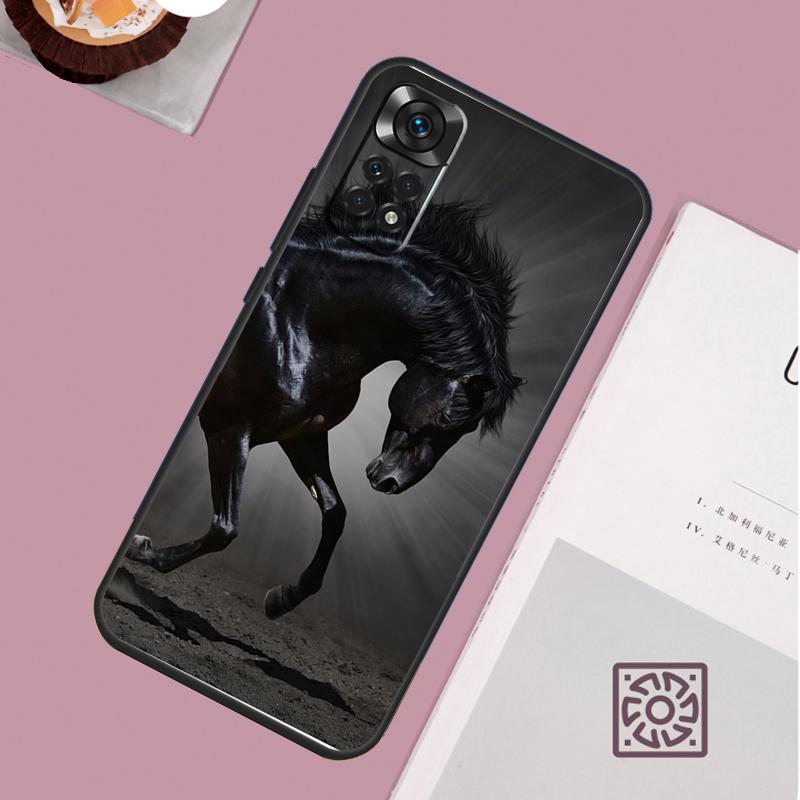Beautiful Black Horse Phone Case For Xiaomi Redmi Note 13 12 12S 12C 13C 10 10C 9 9C 10S 11S 11 Pro Soft Cover