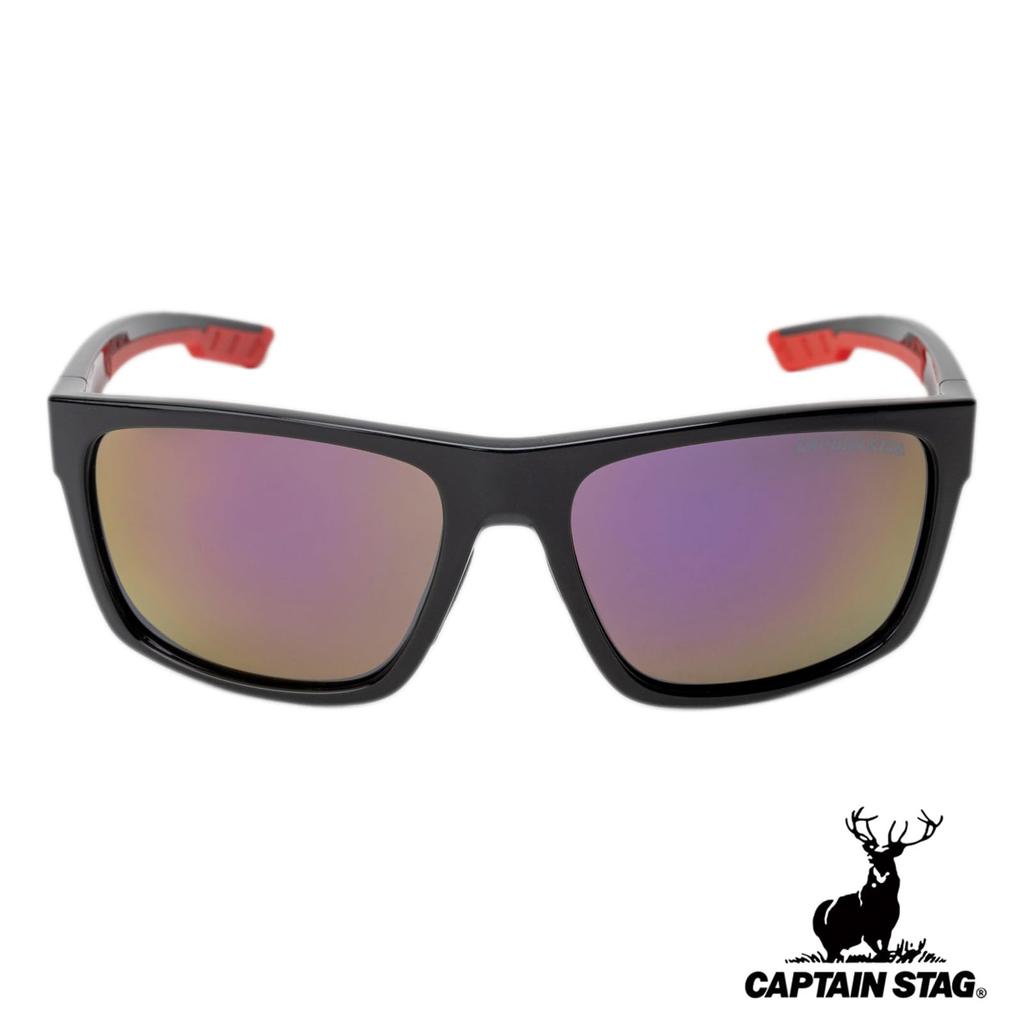 Captain Stag Polarized Sunglasses with PC Smoke Red Men's Case, Plastic, Mirror, CSP-010-1-EH-72