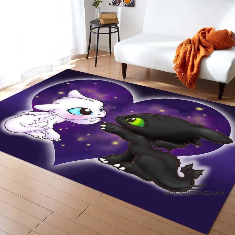 3DHow to Train Your Dragon themed printed rug, suitable for living rooms, bedrooms, sofas, balconies, gardens, etc. Large-sized