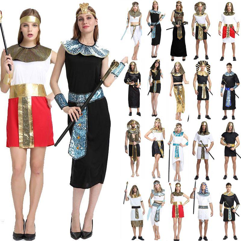 Deluxe Pharaoh Men Egyptian King Costume Desert Prince Queen Fancy Dress Cosplay