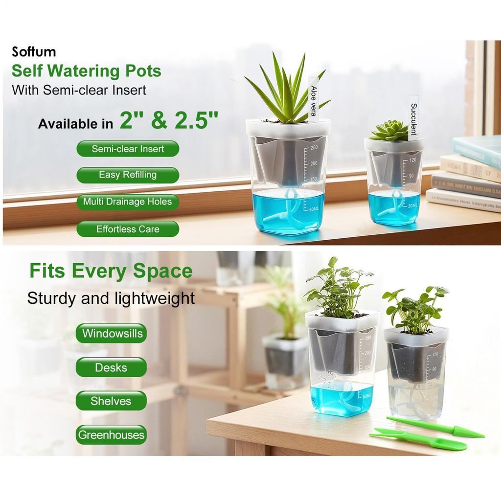 Small Self Watering Pots 12 Pieces Clear Hydroponic Cups With Drainage Holes Nursery Pots With Water Level Indicator For Living