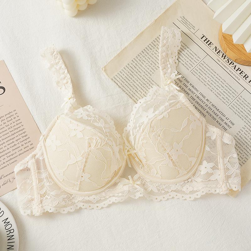 Sexy krajková mašlička tenká sekce podprsenka malá prsa shromážděná sbíraná podprsenky proti povislým prsům pohodlná měkká kostice