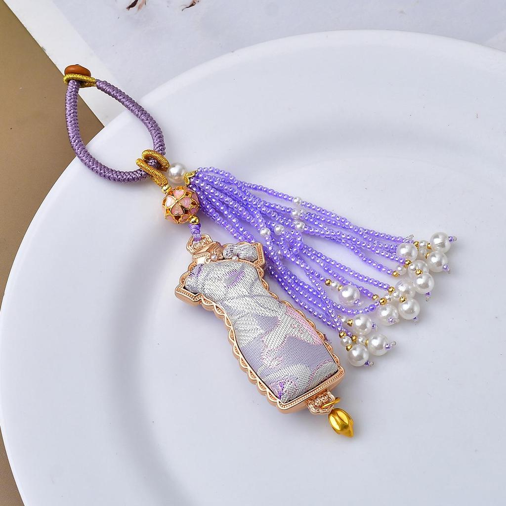 Handmade Song Brocade Qipao Bag Charm & Tassel Pendant Lanyard - Intangible Cultural Heritage