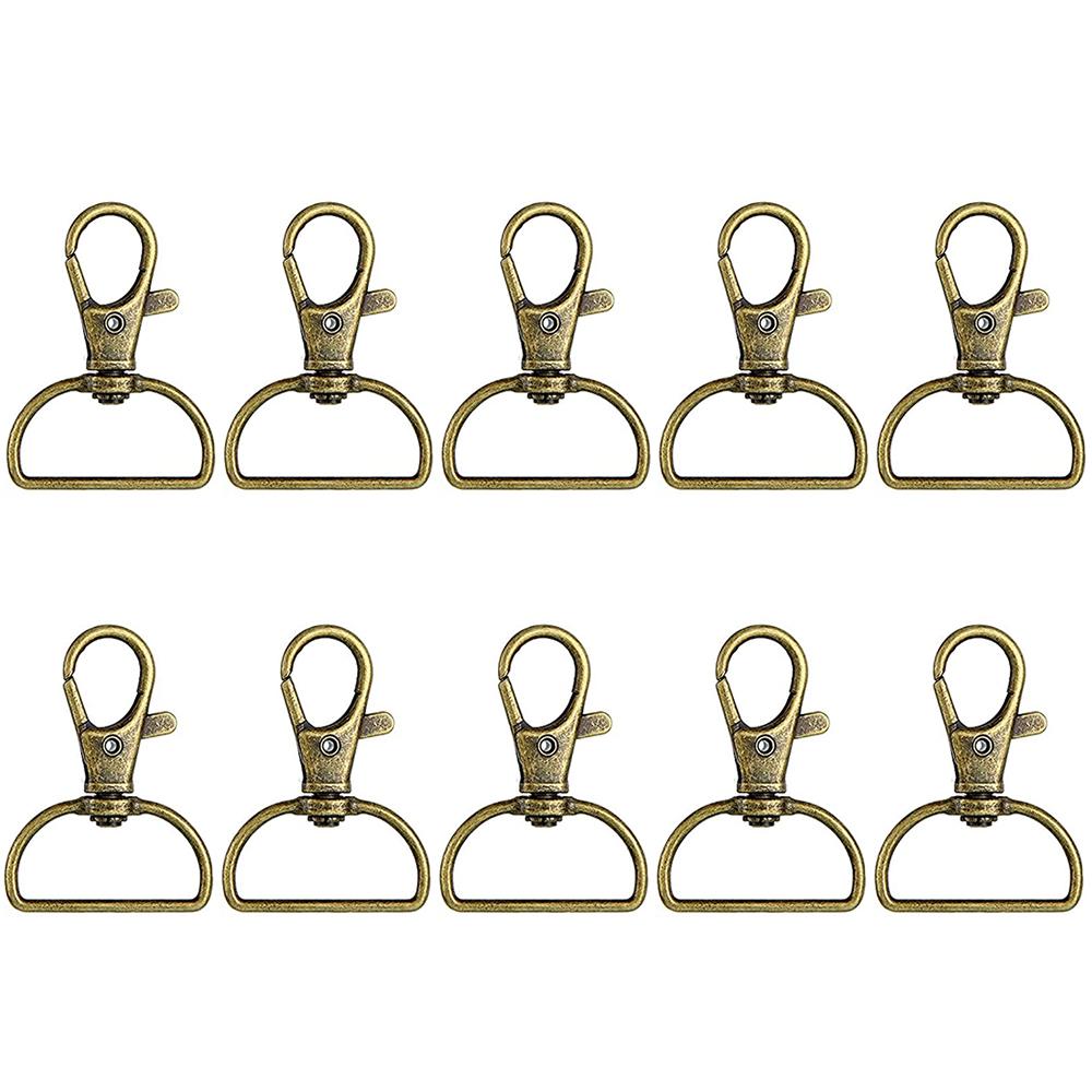 10Pcs Swivel Clasps with D Rings Lanyard Snap Hooks Keychain Clip Hook Metal Lobster Claw Clasps for Key Rings Crafting Sewing