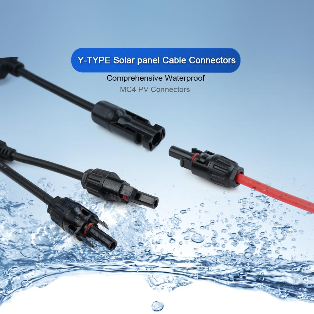1PC Power Solar Connectors 30A Cavo Y-Branch, Adattatore parallelo per cavo solare in coppia per pannello solare 1*M/FF+1*F/MM nero rosso Power
