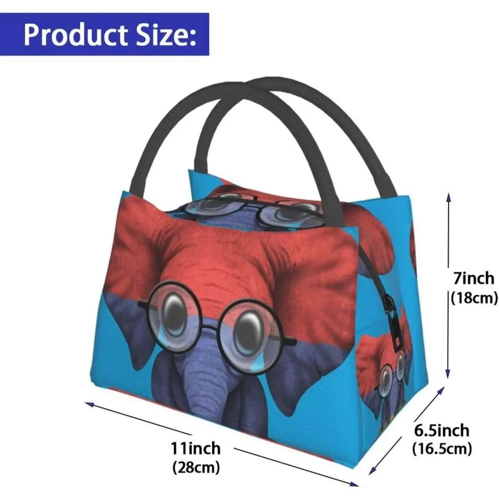 Portable Insulated Lunch Bag Elephant Glasses Armenian Flag Tote Bento Bag for Office School Hiking Beach Picnic Fishing