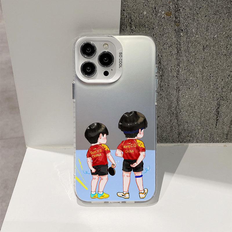 Sun Yingsha and Wang Chuqin for Apple 16promax Phone Case for IPhone 15 Cartoon Cute 13 Sha Head Combination