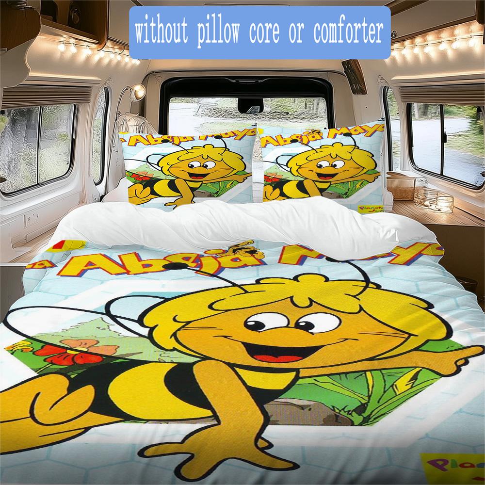 Cartoon bees and Maya Pattern Bedding,Quilt Set Quilt Cover Pillowcase Home Birthday Gift (1*duvet cover+2*pillowcase,without core)XSJT0917368