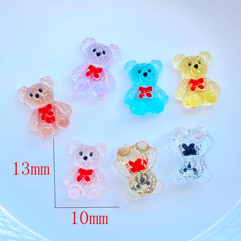 

50Pcs Cute Mini Cute Cartoon Bow Bear Nail Art Resin Designer Charms DIY Craft For Nail 3D Decorations Jewelry