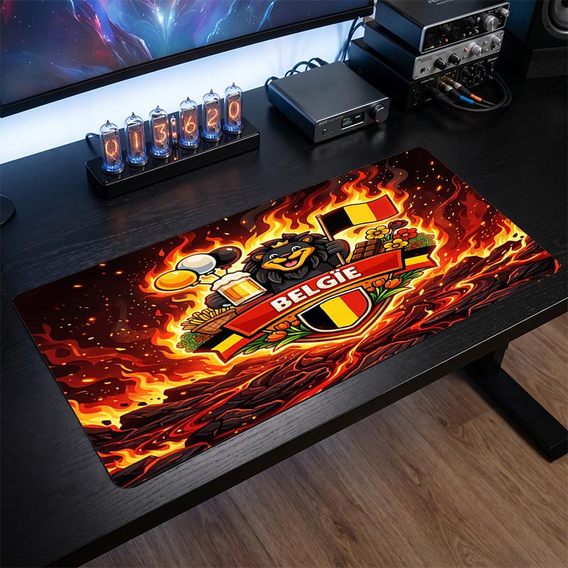 Belgium Football Crest Mouse Pad, Extended Non Slip Rubber Desk Mat for Gaming Office Laptop Fan Gift