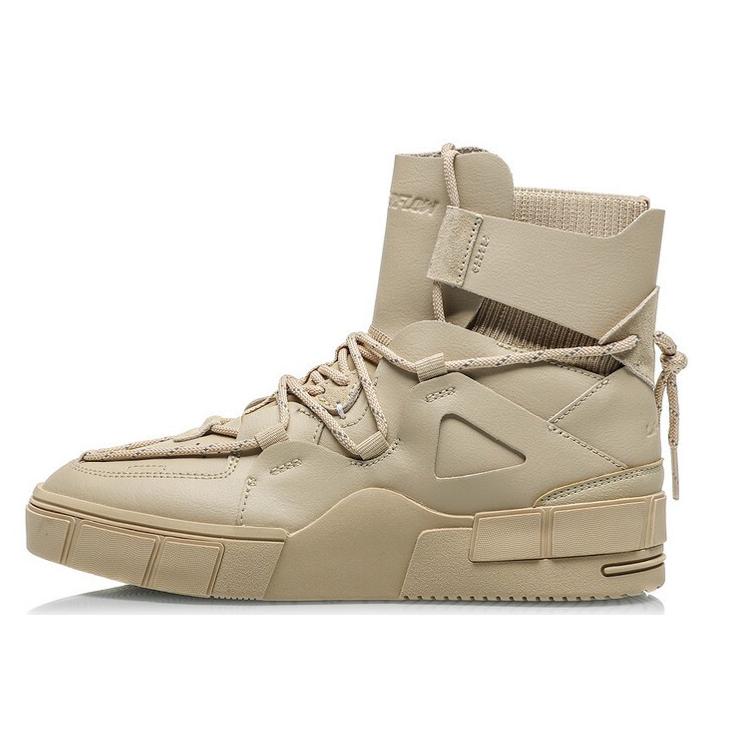 Li Ning CF High Top Skateboard Shoes Women's Plain Khaki AGCQ346-3