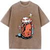 Tricou cu mânecă scurtă pentru bărbați cu imprimeu Cupă și Caracatiță, Gramaj Tricou Vechi Spălat de Înaltă Calitate, Unisex, Respirabil, Tricouri Casual