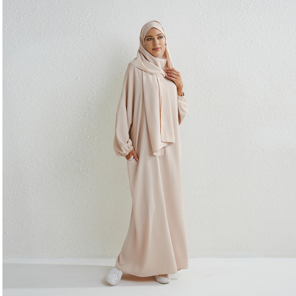 Muslimisches Abaya-Gebetskleid, einteiliges Kapuzen-Smoking-Ärmel, islamische Kleidung für Damen, Jilbab, Dubai, Saudi-Arabien, schwarze Robe, türkische Bescheidenheit