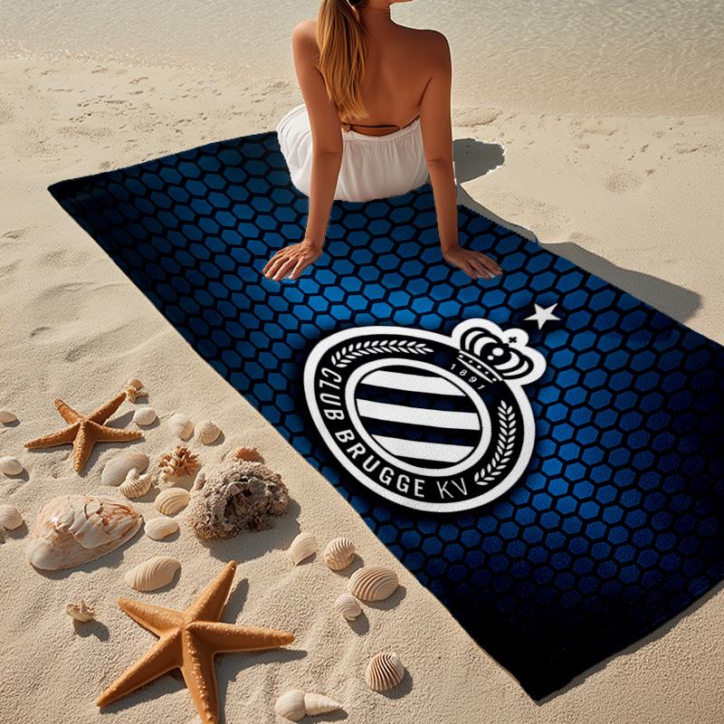 1pz Telo da Spiaggia con Stemma Club Brugge FC - Morbido, Assorbente in Microfibra, Leggero, Ideale per la Spiaggia, Feste, Viaggi, Campeggio, Regali per tifosi