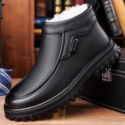 Zima nowe męskie buty wysokie skórzane buty męskie buty bawełniane wełna aksamit ciepłe buty śniegowe buty Martin outdoorowe buty skórzane