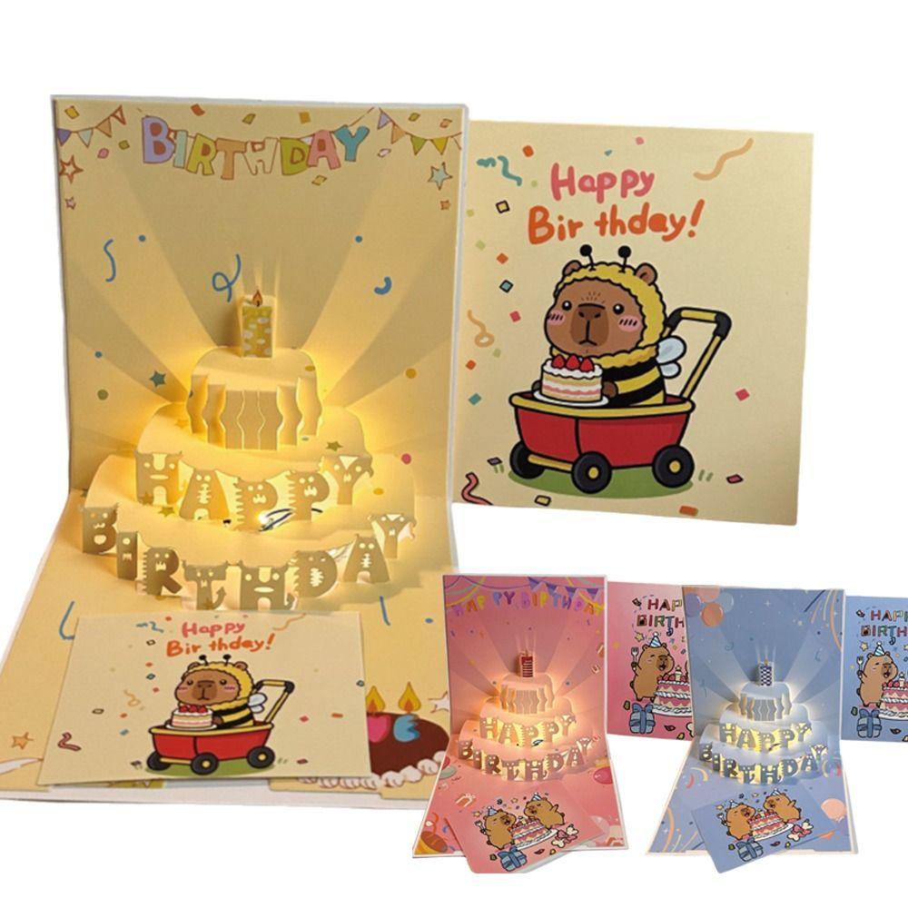 Light Feature 3D Light Music Card Happy Birthday Musical Greeting Card  Blessing Occasion