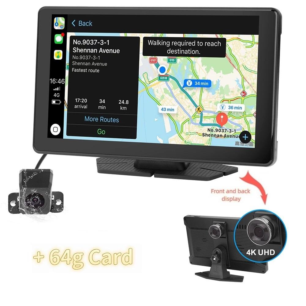 9-inch HD Wireless CarPlay, WiFi Dual-lens Dashcam, Car Navigation System, Equipped with Optical Sensor