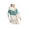 adidas Originals Trefoil Color Block Down Jacket With Hood And Brand Logo Print Women Outerwear White Green HS9518