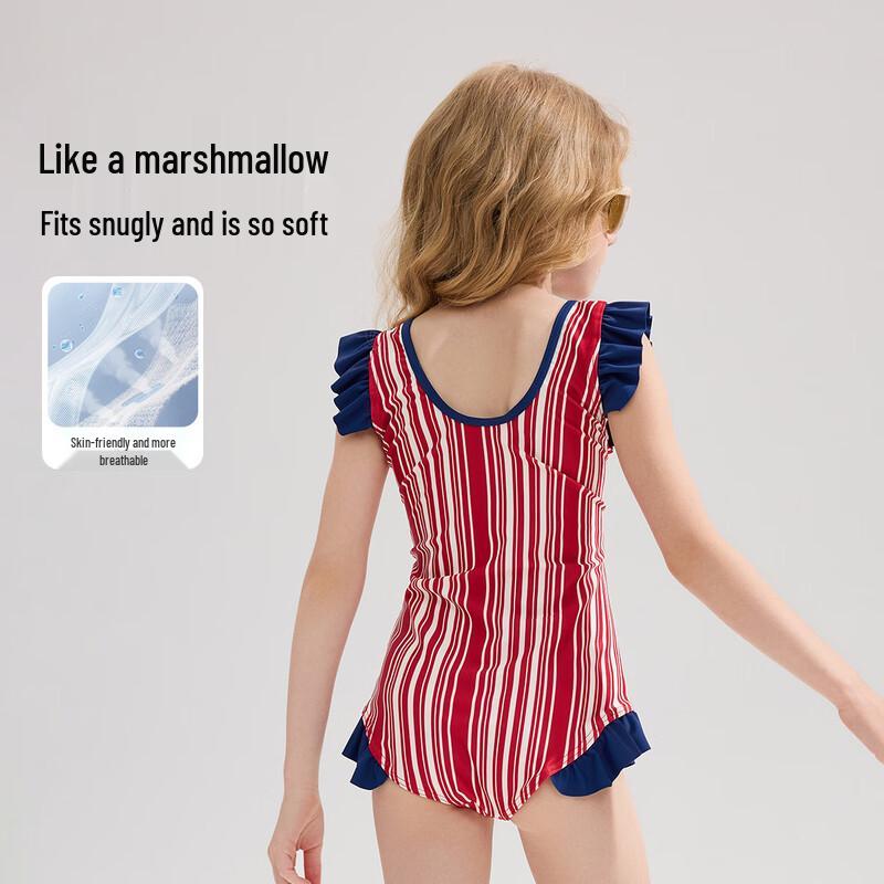 ASK JUNIOR Dziewczęcy Czerwony Jednoczęściowy Strój Kąpielowy Spódniczka Treningowa