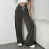 Herbst und Winter Sport Plus Größe Weite Beinhose Damen Hohe Taille Kordelzug Lockere Freizeithose Damen mit Taschen Fashion Solid Loose Pants 24962