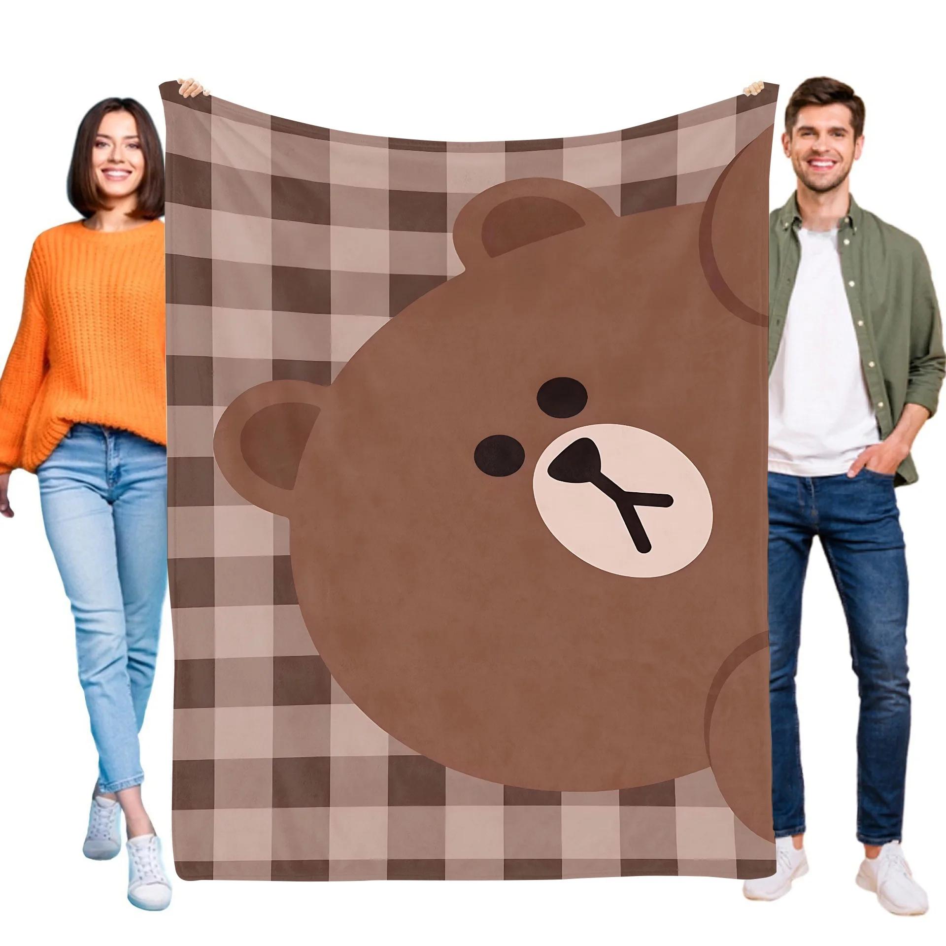 Brown Bear Throw Blanket for Bed Decor Home Textiles Comforter Cooling Sofa Blanket Halloween Summer 40x50in