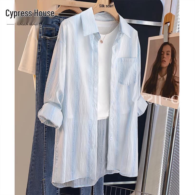 Silbaisha Women s Striped Lace Patchwork Loose Collared Shirt XL