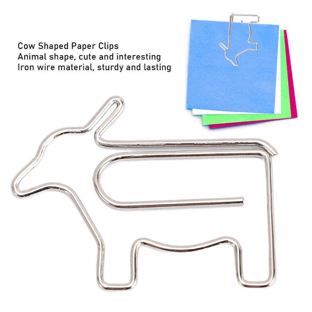 100PCS Cow Shaped Paper Clips with Storage Box Iron Wire Paper Clips Cute Paper Clips  Office Home