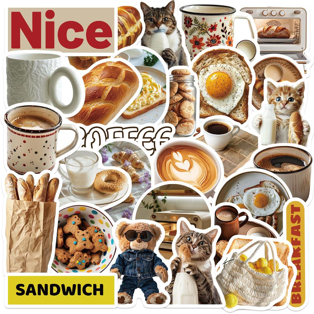 Various 30 Black and White Light Cream Series Sticker Packs Ins Style Creative Hand Account Decoration Material Pack Stickers