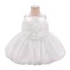 Toddler Princess Dress with 3D Rose Flowers and Shiny Satin Puff Sleeves