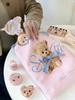 Flower Knows Limited Edition Pastel Roze Blauw Esthetische Handspiegel met Poederdons En Canvas Draagtas voor Make-up Liefhebbers