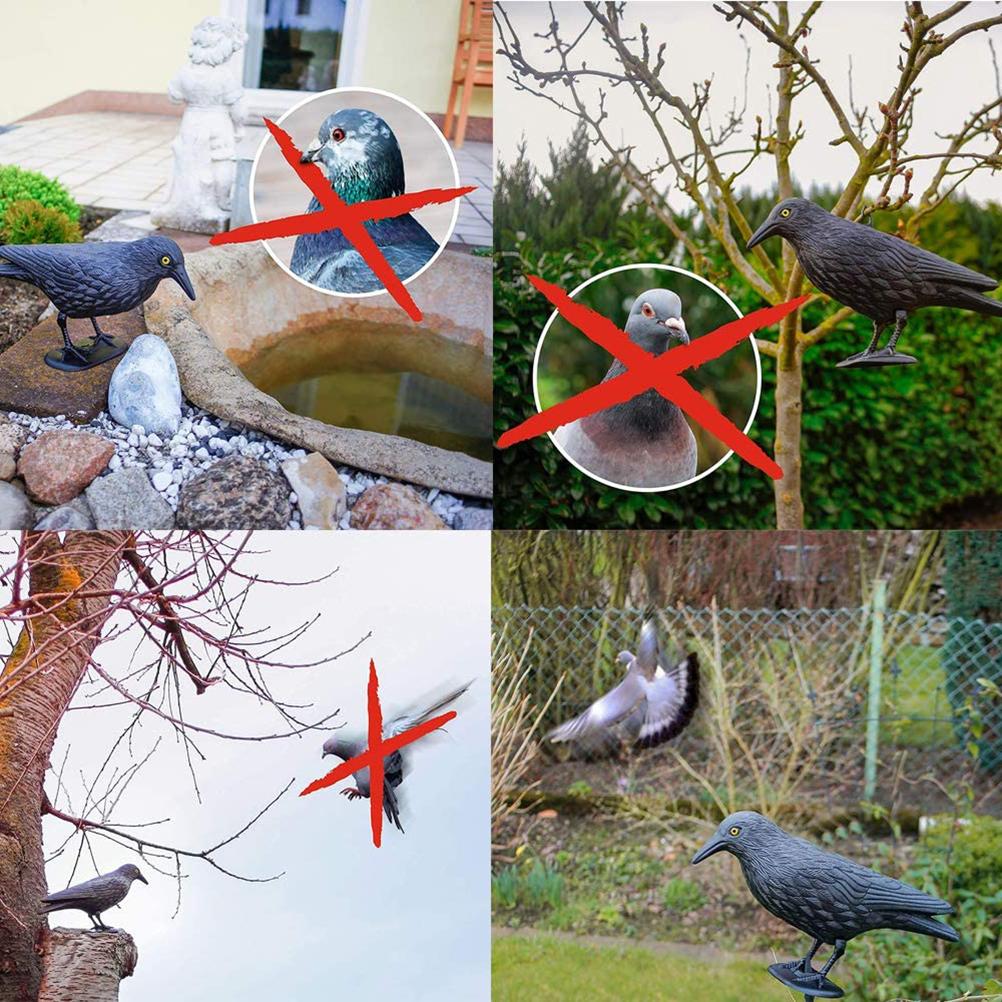 Bird Scarecrow Fake Plastic Crow Black Feathered Crows Bird Repellent for Outdoor Garden Yard