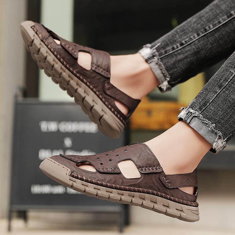 Casual Shoes Men Sandals Real Leather Outdoor Mens Summer Sandals Fashion Comfortable Soft Sandals Plus Size 48 Handmade Leather