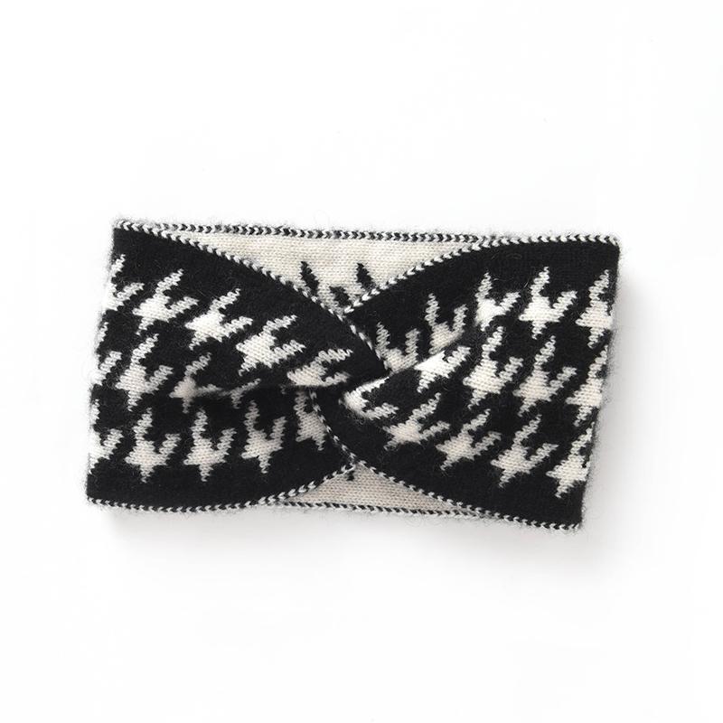 Autumn Winter Thousand Bird Check Hair Band Fashionable Versatile Outdoor Running Knitted Headband Women Makeup Hair Band