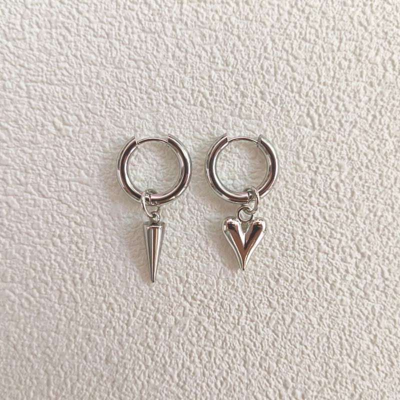 Fashion Heart Star Pendant Asymmetrical Earrings For Women Simple Geometric Circular Ear Buckle Jewelry Accessories Gift