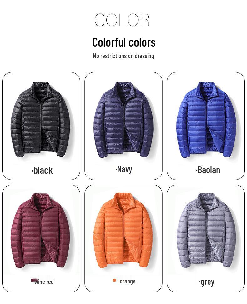 Men's Gray Lightweight Short Down Jacket - 2024 Autumn/Winter Trendy Casual Style