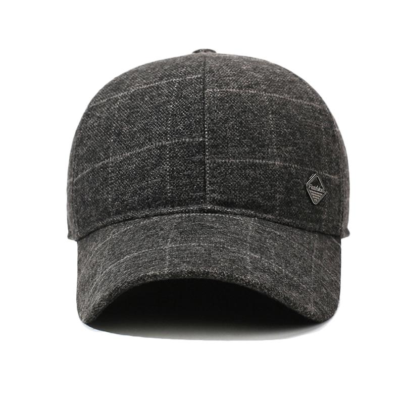 Podzimní zimní kostkovaná čepice Baseballová čepice pro muže středního věku Venkovní teplá větruodolná čepice Ochrana uší Bavlněná čepice