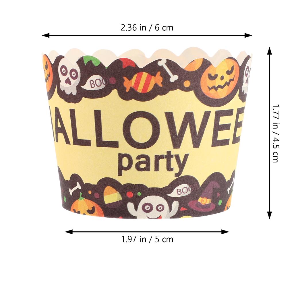 100 Pcs Halloween Cake Cups Eco friendly Cupcake Boxes Baking Supplies Tool Lining Pe Coating Festive Baby Muffins Cakes