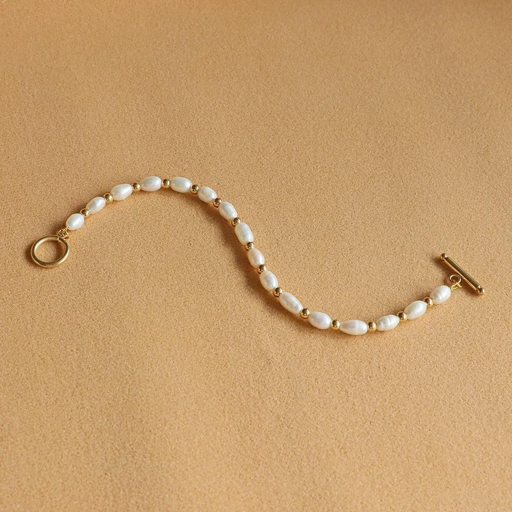 Hengsheng 5-6mm Rice Shape Freshwater Pearl Bracelet for Women OT Buckle 16cm 18cm 20cm Bracelet Jewelry Gift 2025 New Arrivals