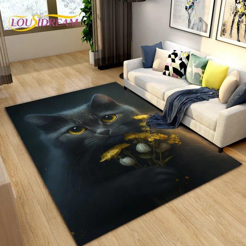 3D Cartoon Cute Cat Area Koberec,Koberec pro domácí obývací pokoj Dětská ložnice Sofa Rohožka Dekor,Kuchyňská protiskluzová podložka na podlahu